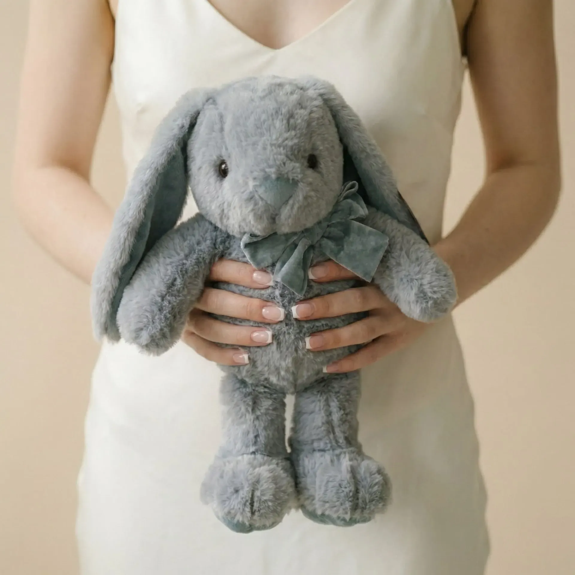 Plush toy "Bunny" grey with bow