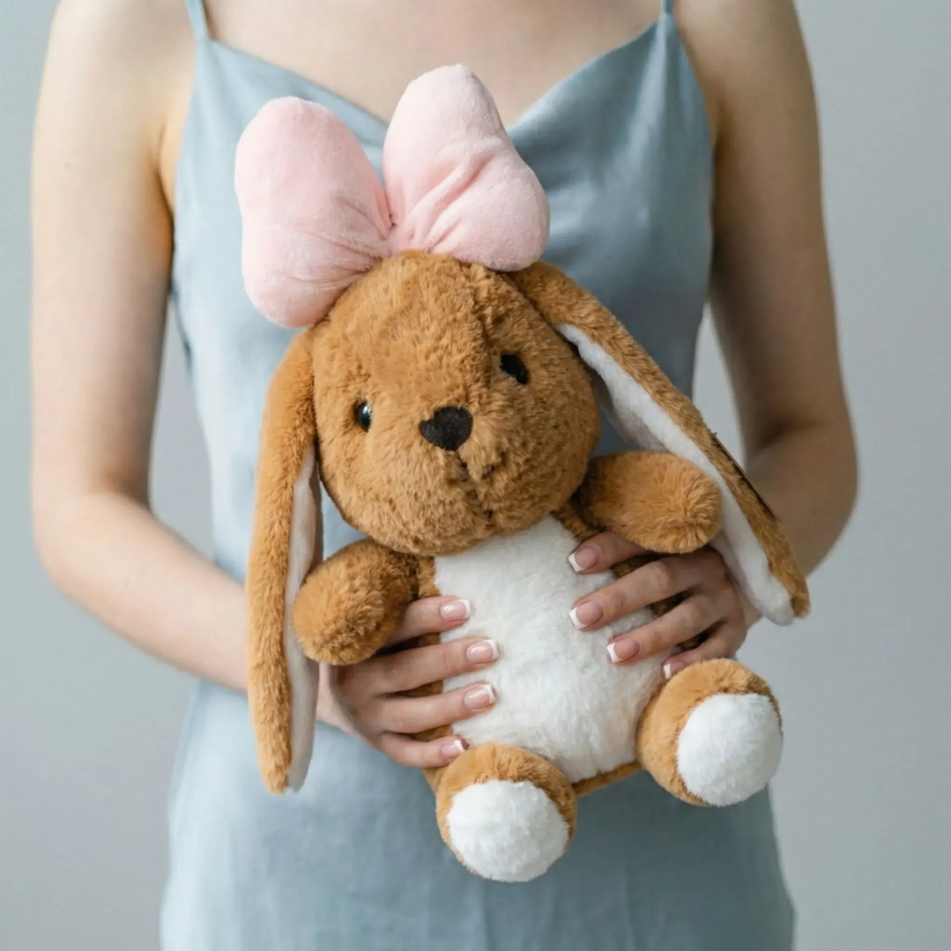 Plush toy "Bunny" brown with pink bow
